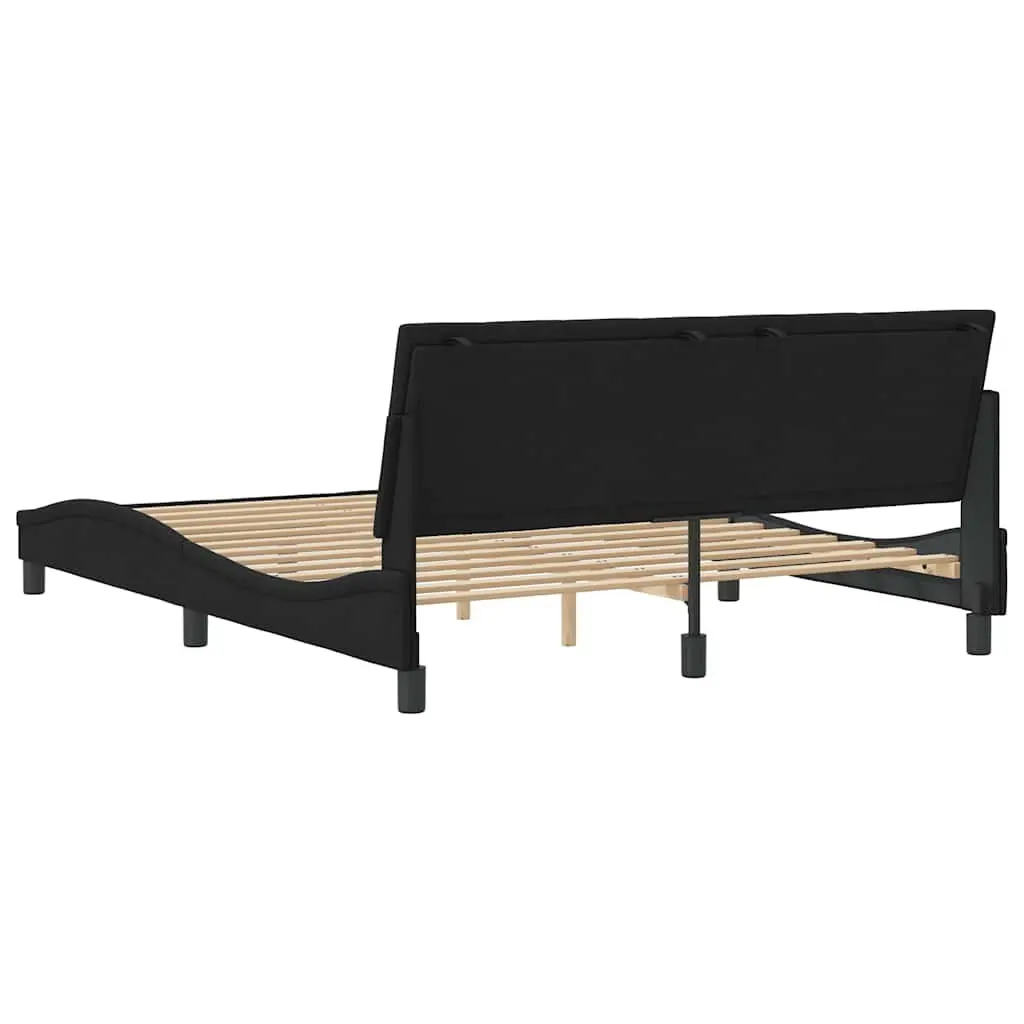 Black Velvet Queen Bed Frame with Plywood Slats
