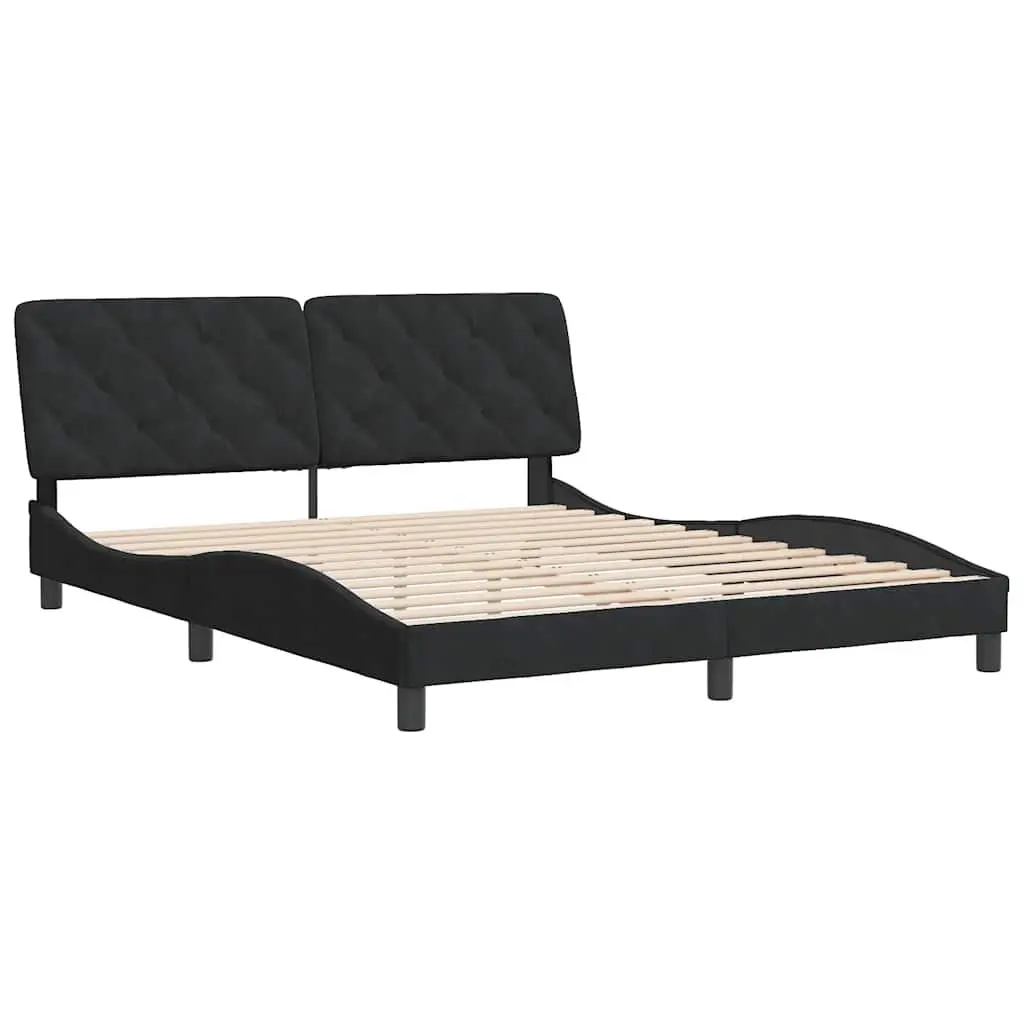 Black Velvet Queen Bed Frame with Headboard