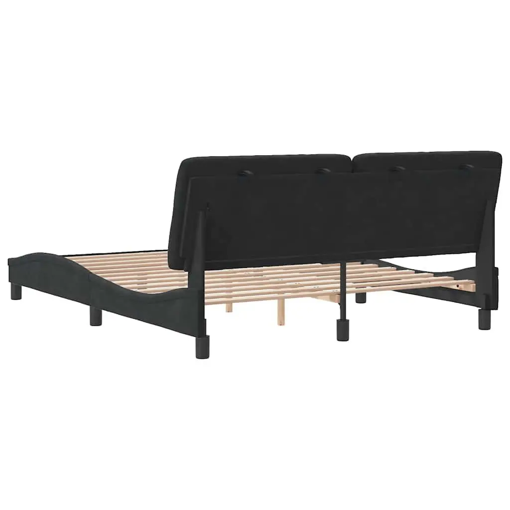 Black Velvet Queen Bed Frame with Headboard