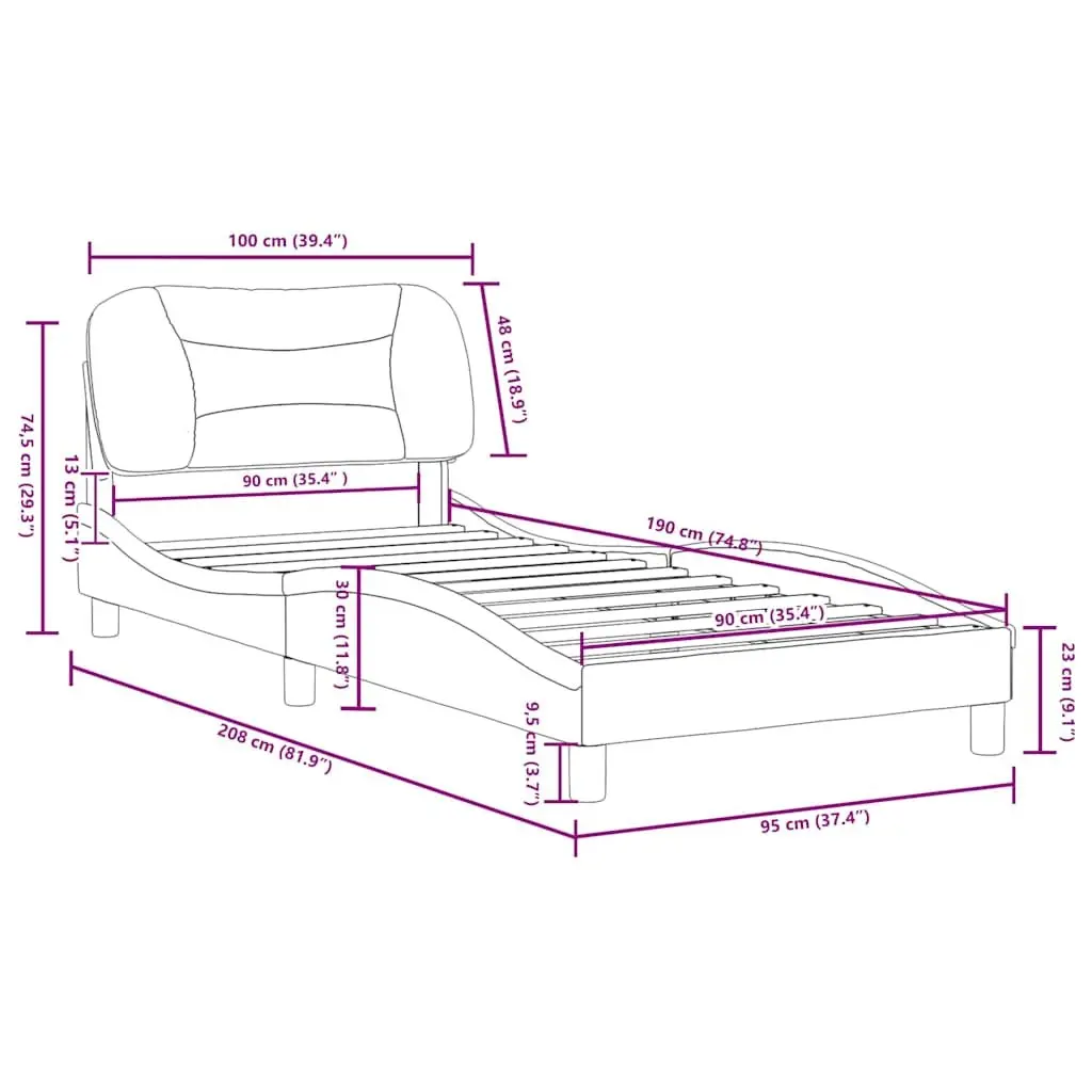 Bed Frame Faux Leather 90x190 cm Black