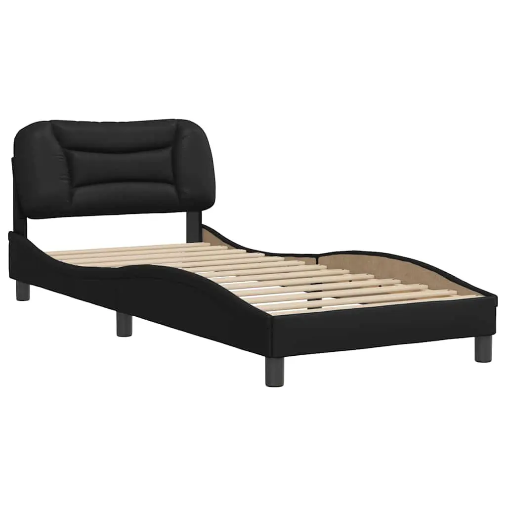 Bed Frame Faux Leather 90x190 cm Black
