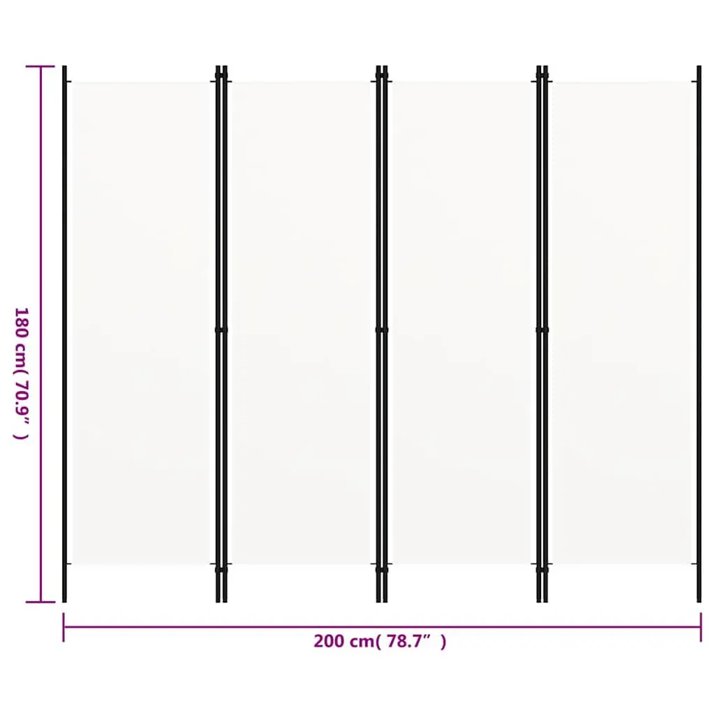 4-Panel Room Divider with Powder-Coated Frame