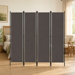 Sturdy 4-Panel Folding Room Divider Screen - Anthracite 200x180cm