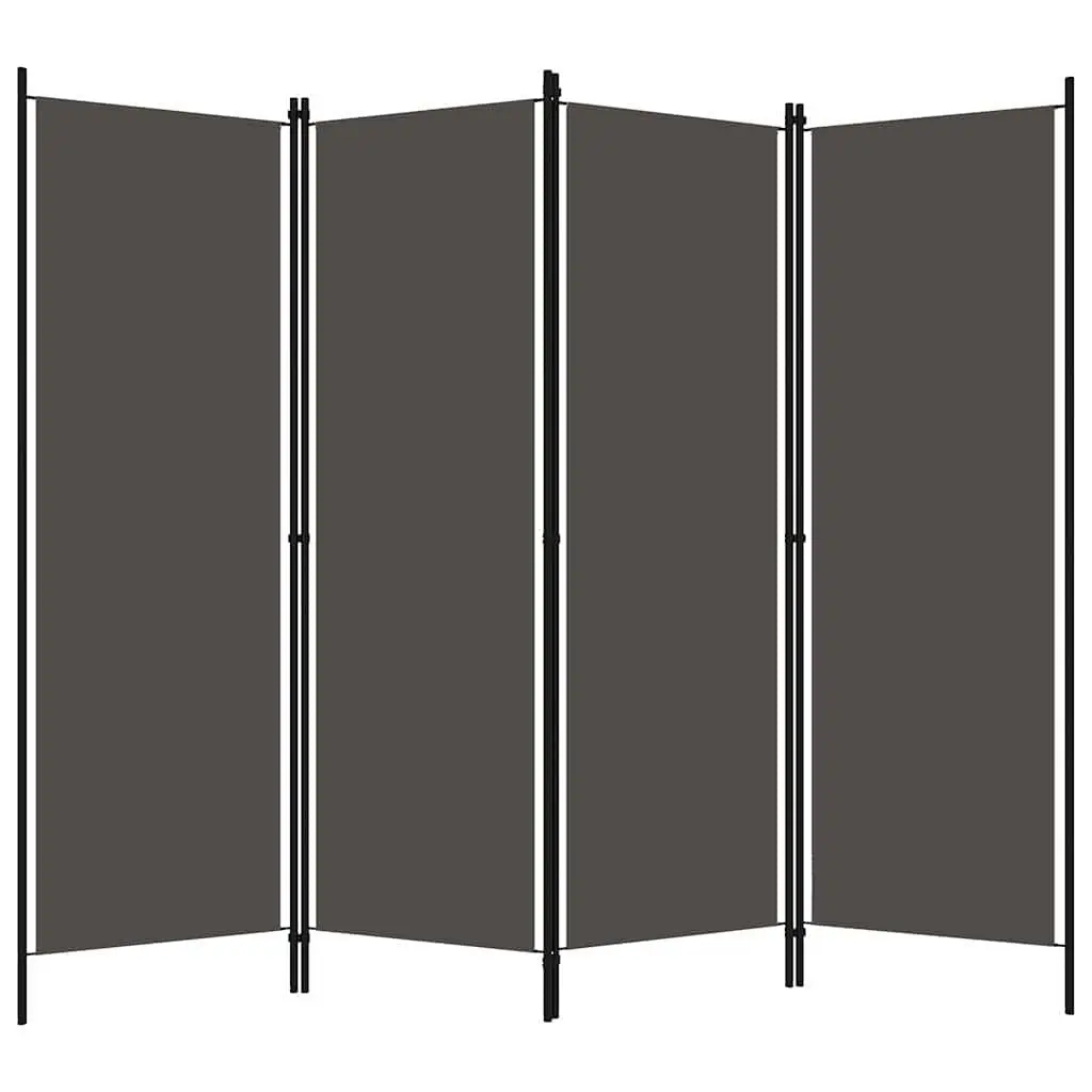 4-Panel Room Divider Folding Privacy Screen Partition Anthracite 200x180cm