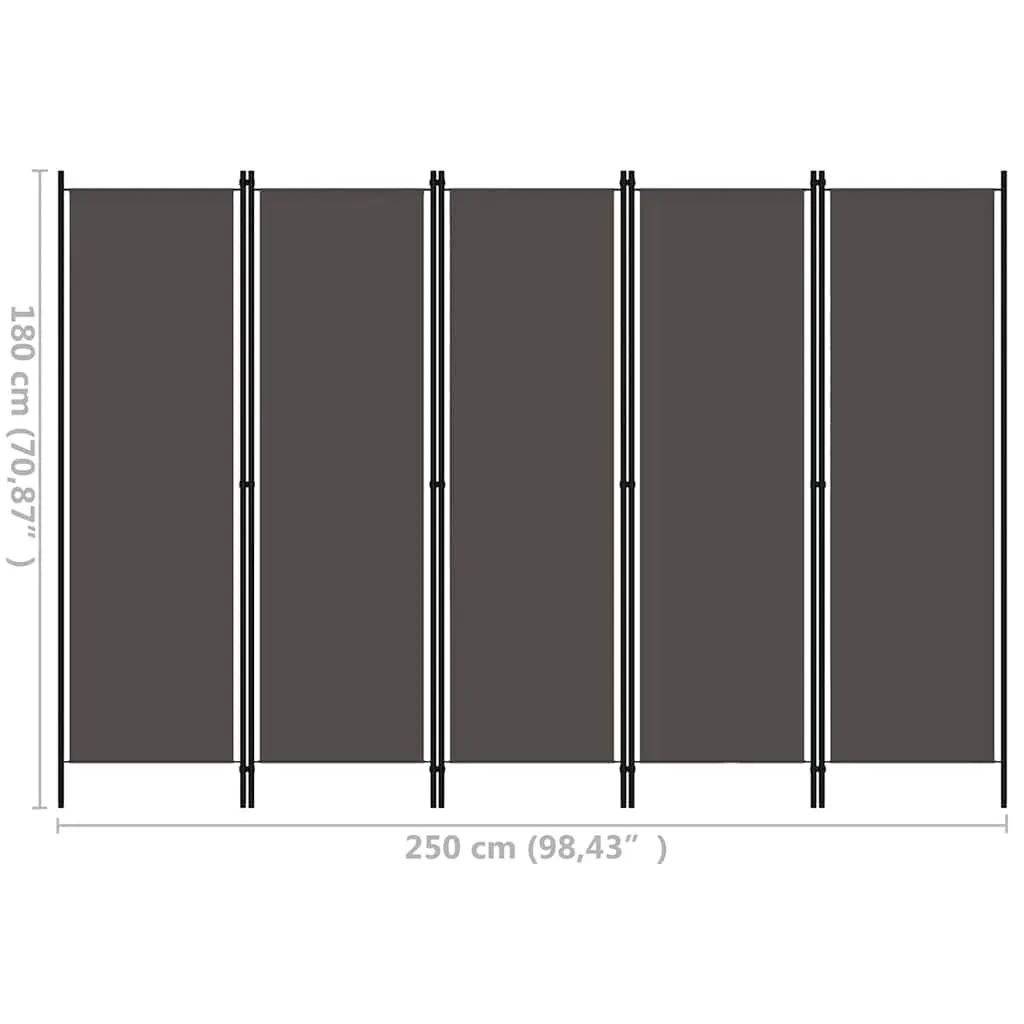 5-Panel Anthracite Room Divider with Strong Build