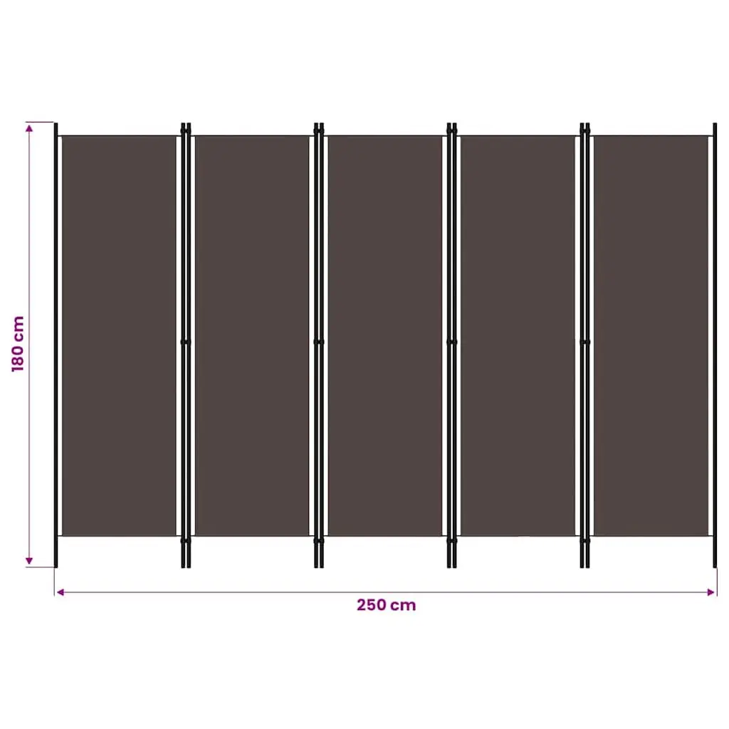 6-Panel Room Divider Iron Brown 300 x 180 cm