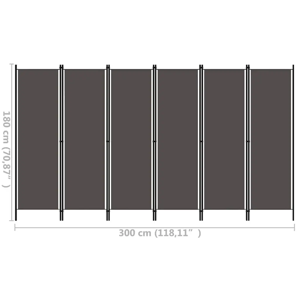 6-Panel Anthracite Room Divider for Privacy