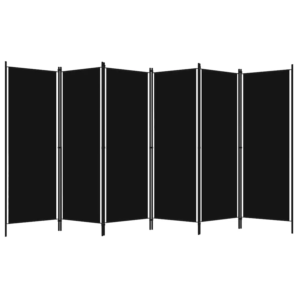 6-Panel Room Divider with Iron Frame and Fabric