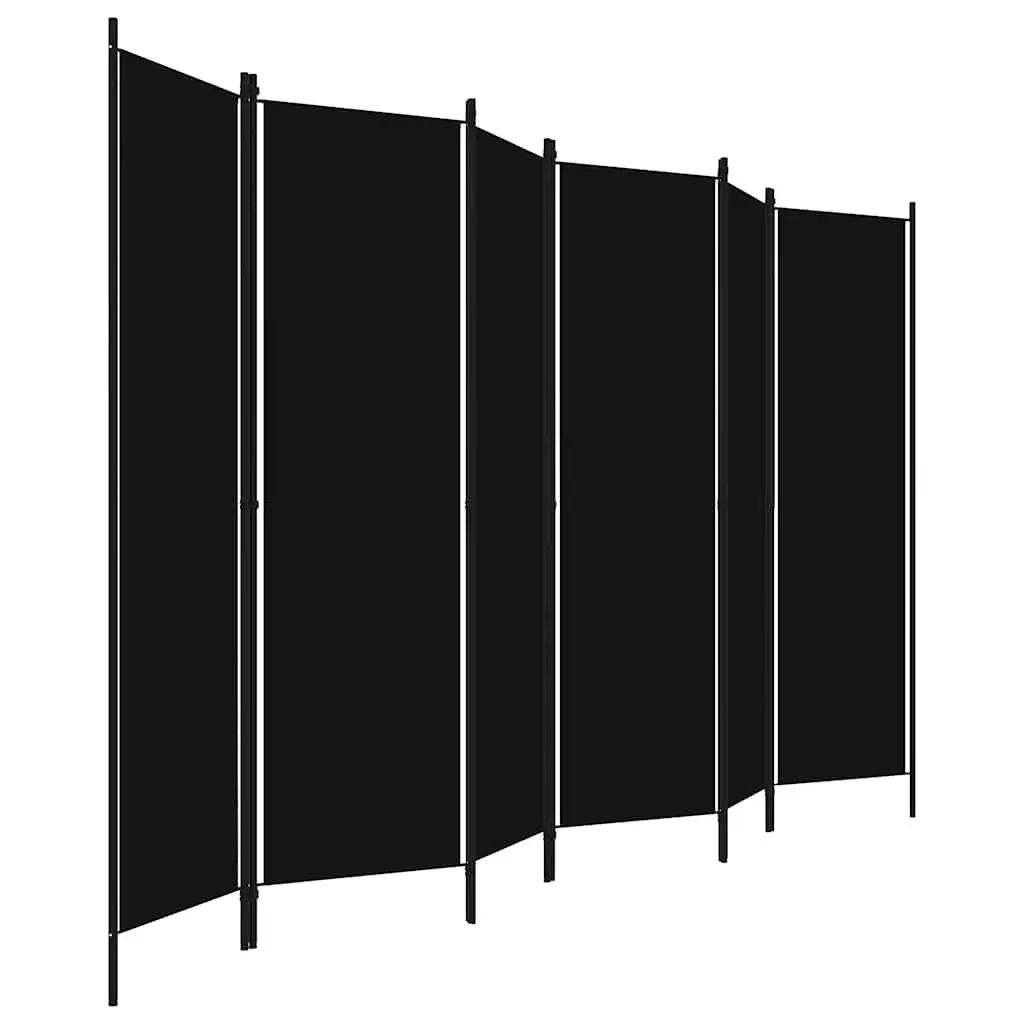 6-Panel Room Divider with Iron Frame and Fabric