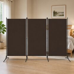 Premium Brown 3-Panel Folding Screen Room Divider 260x180 cm