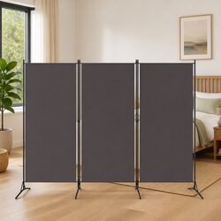 3-Panel Room Divider Grey Folding Privacy Screen Partition Home Office Bedroom