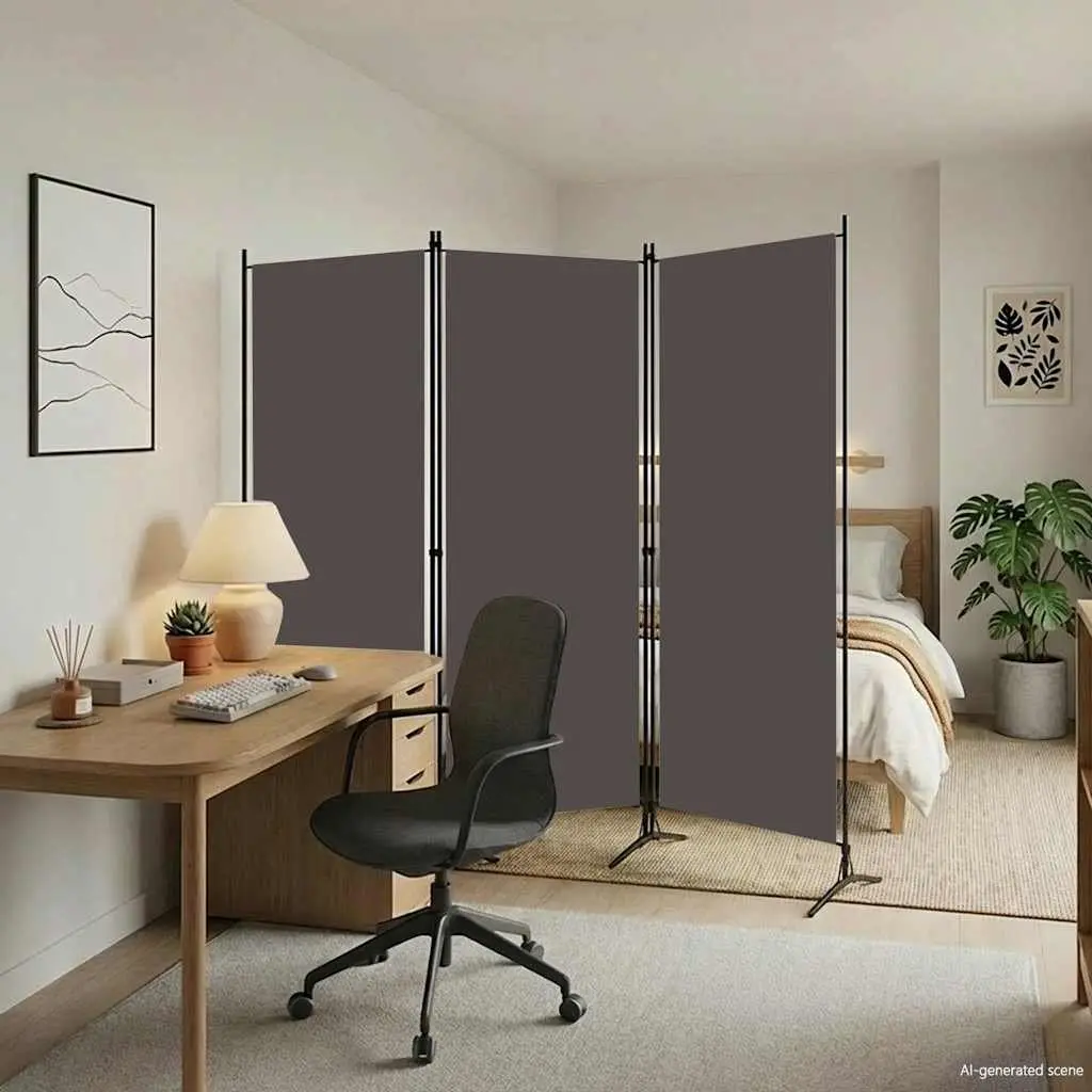 3-Panel Grey Room Divider for Home or Office