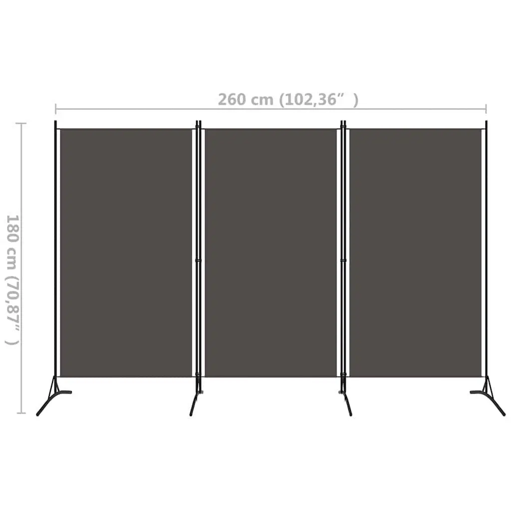 3-Panel Grey Room Divider for Home or Office