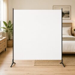 White Fabric Folding Room Divider Screen 175x180 cm
