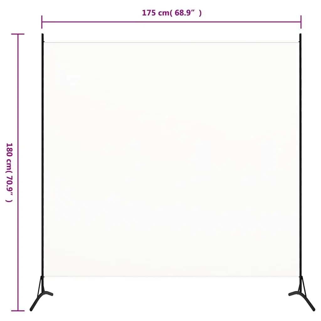 White Fabric Folding Room Divider Screen 175x180 cm