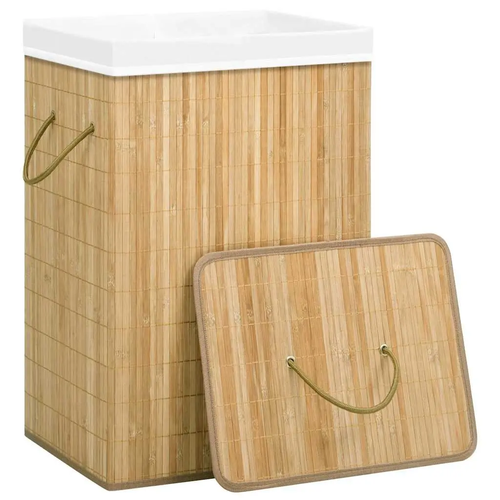 Bamboo Laundry Basket with 2 Compartments 72L