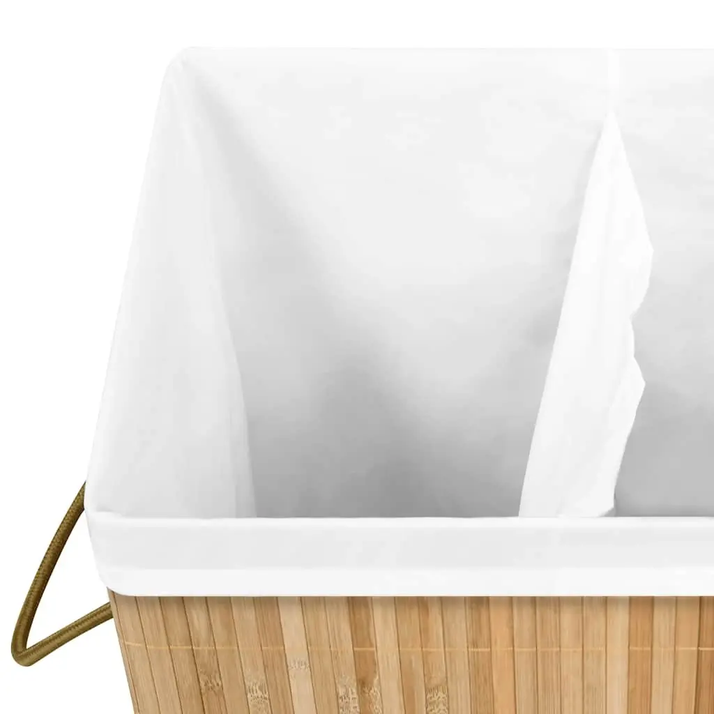 Bamboo Laundry Basket with 2 Compartments 72L