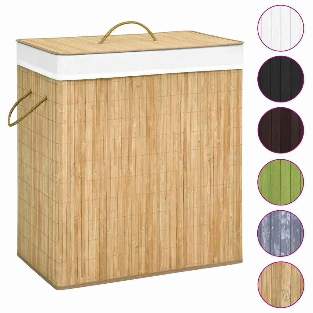 100L Bamboo Laundry Basket with Two Sections