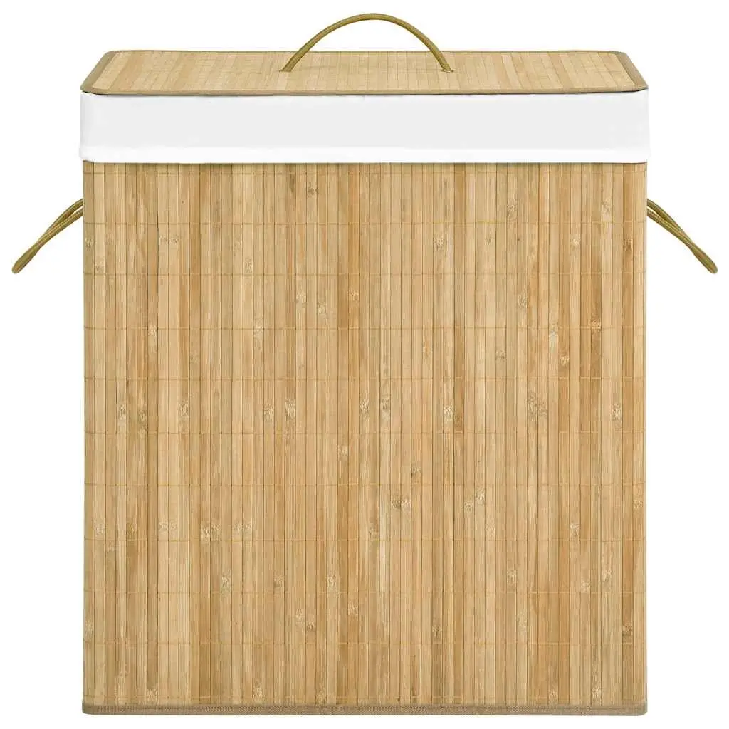 100L Bamboo Laundry Basket with Two Sections