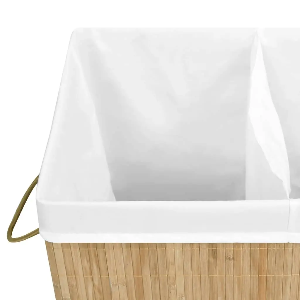 100L Bamboo Laundry Basket with Two Sections