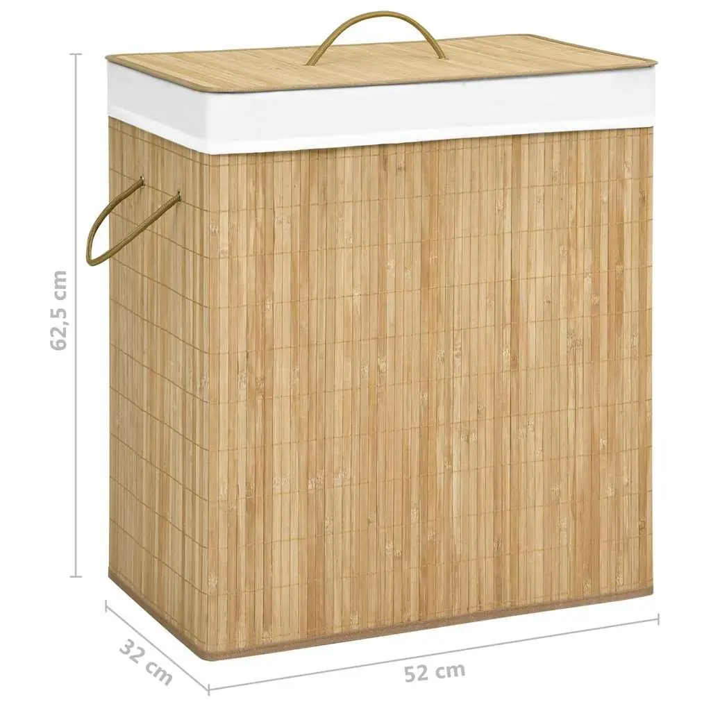 100L Bamboo Laundry Basket with Two Sections