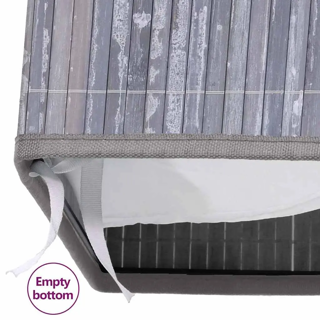 Bamboo Laundry Basket 72L Grey Foldable 2 Sections