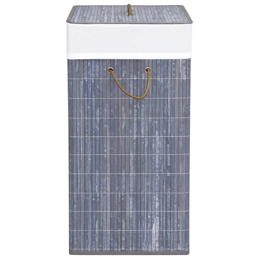Grey Bamboo Laundry Basket with 2 Sections
