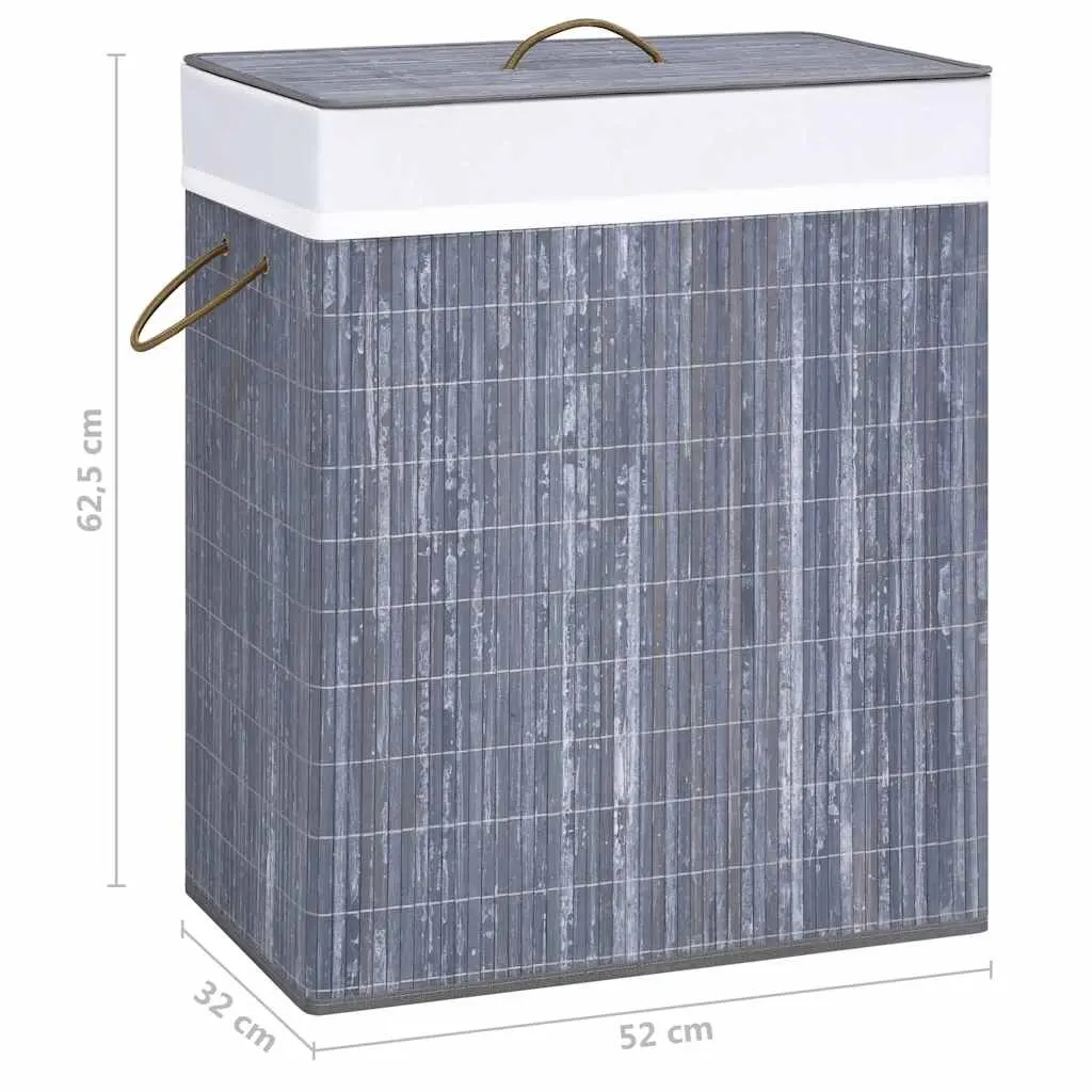 Grey Bamboo Laundry Basket with 2 Sections