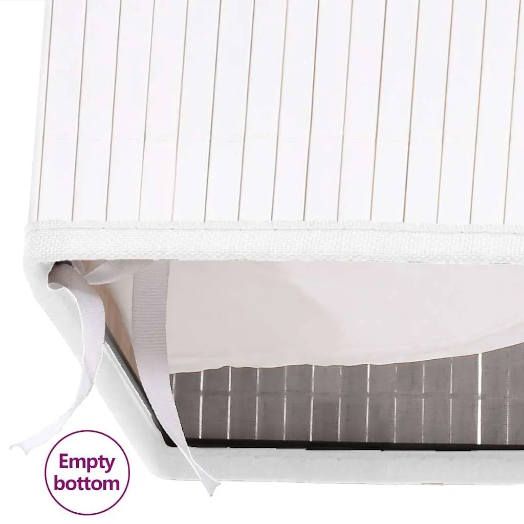 Bamboo Laundry Basket Two Sections White Removable Liner