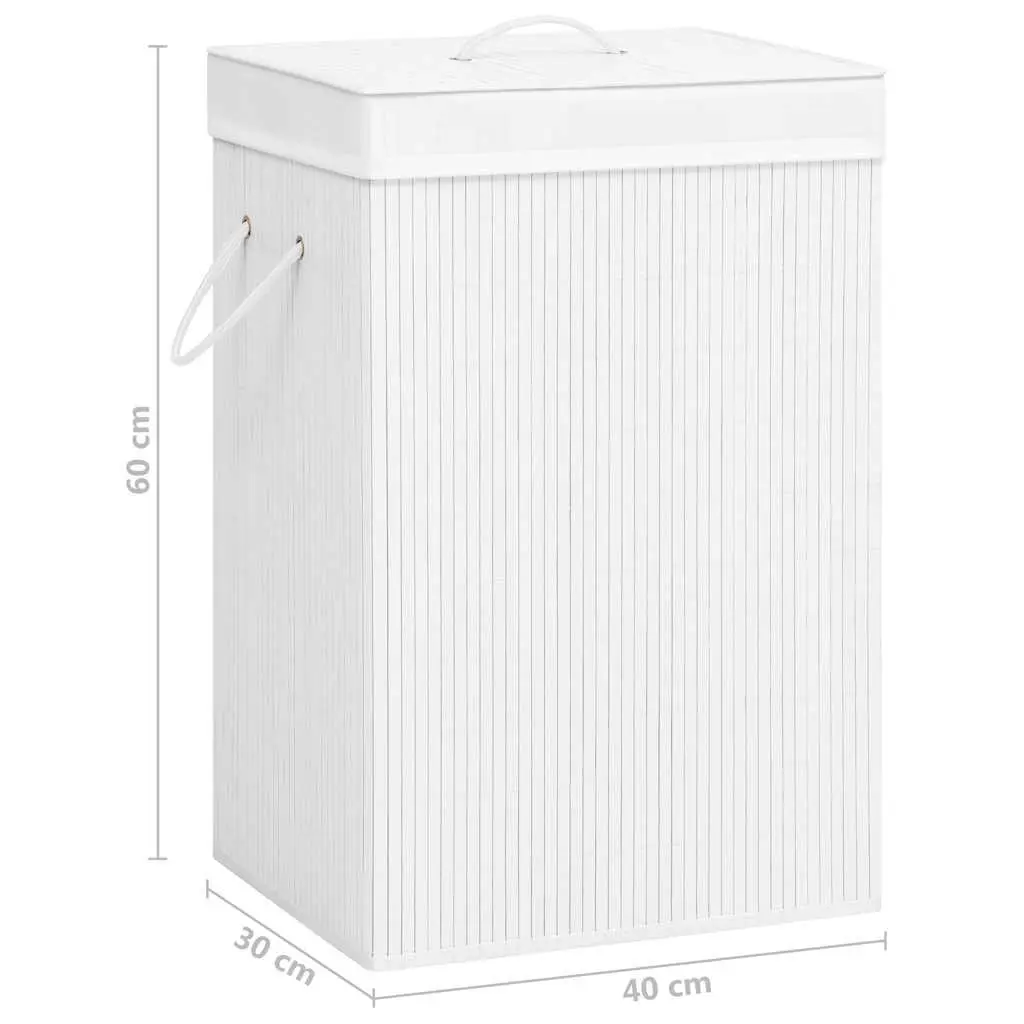 Bamboo Laundry Basket Two Sections White Removable Liner