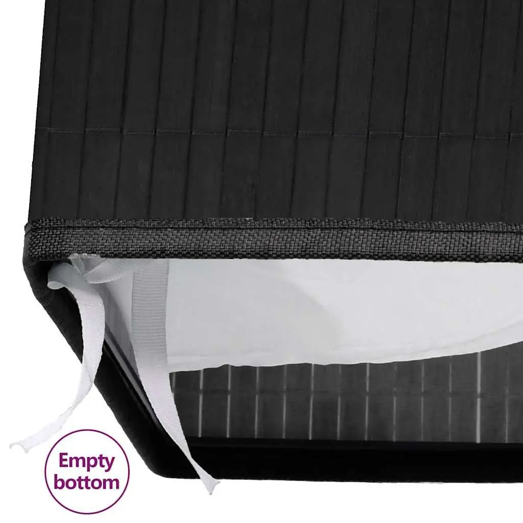 Bamboo Laundry Basket Black 2 Sections Removable Liner Handles