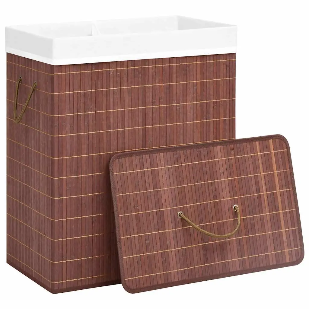 Bamboo Laundry Basket with 2 Sections