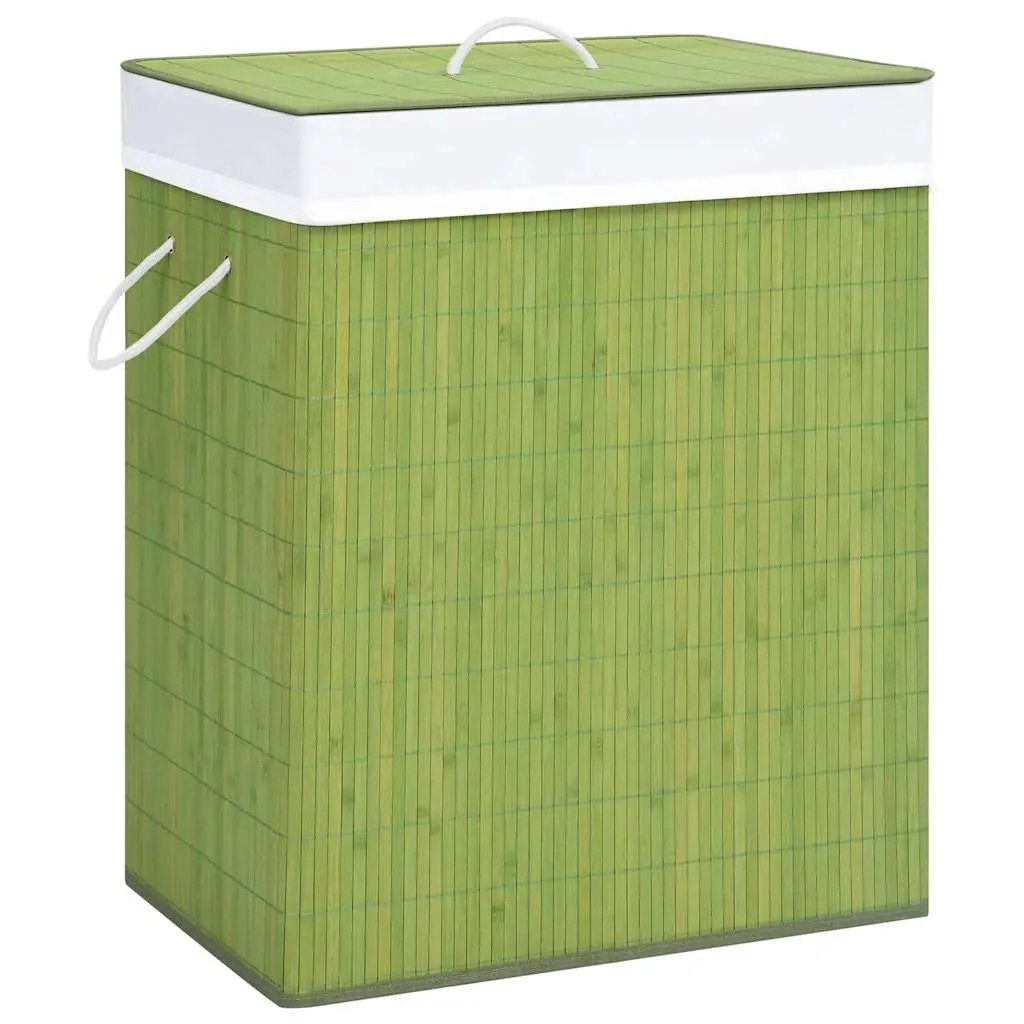 Bamboo Laundry Basket with Dual Sections
