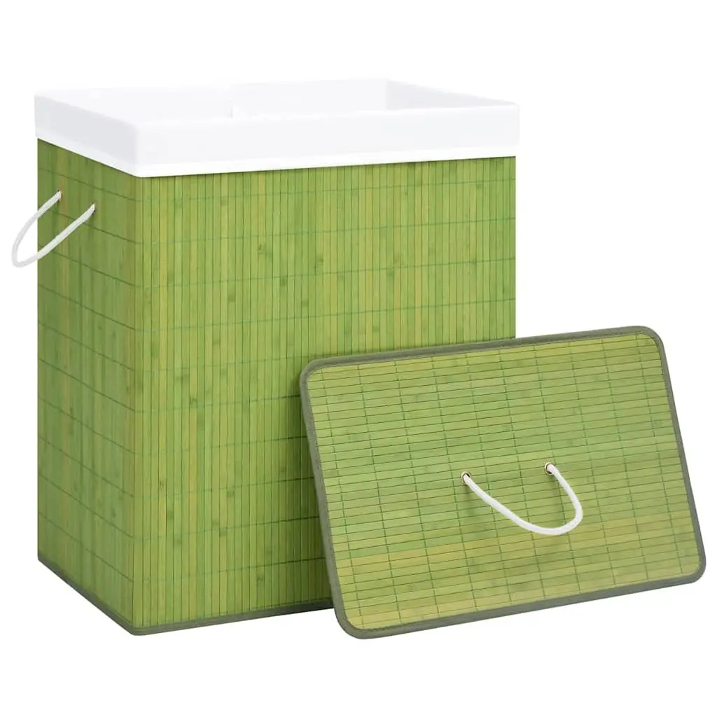 Bamboo Laundry Basket with Dual Sections