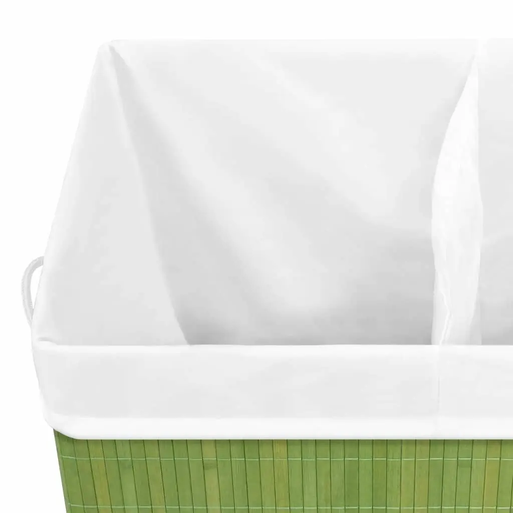 Bamboo Laundry Basket with Dual Sections