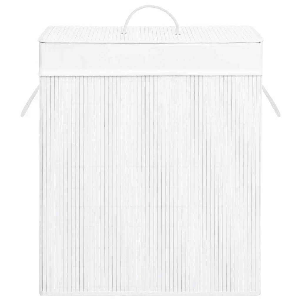 White Bamboo Laundry Basket 83L with Handles