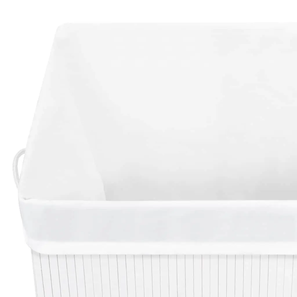 White Bamboo Laundry Basket 83L with Handles