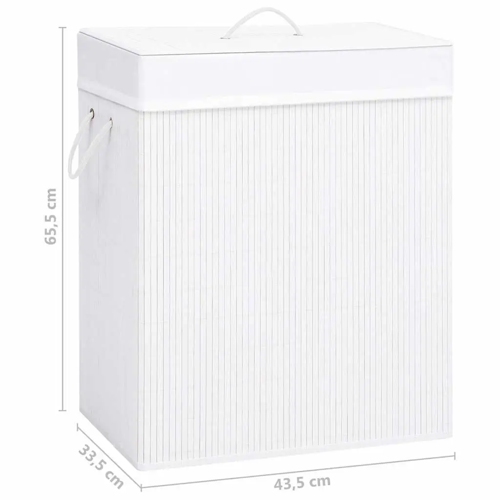 White Bamboo Laundry Basket 83L with Handles