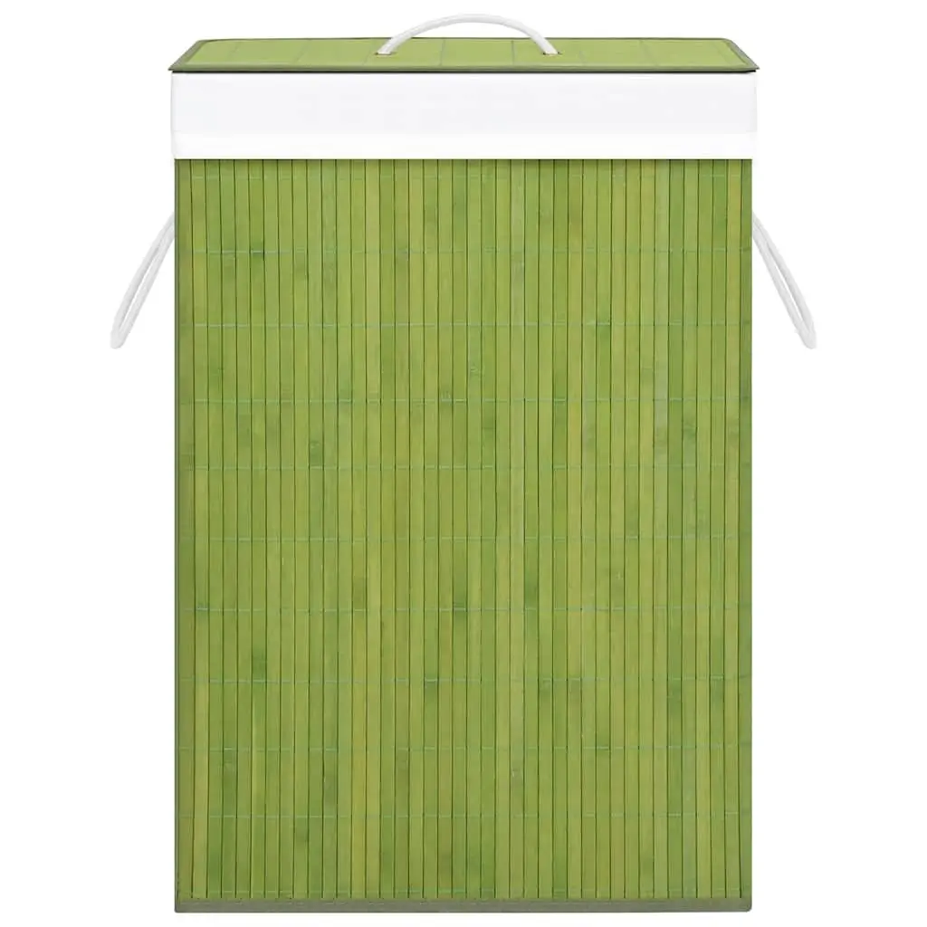 Bamboo Laundry Basket Single Section Storage Hamper Household Organiser Green