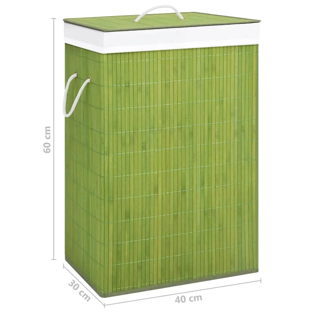 Bamboo Laundry Basket Single Section Storage Hamper Household Organiser Green