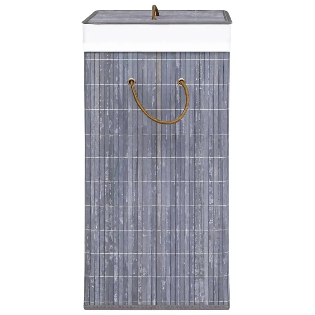 Bamboo Laundry Basket with Grey Woven Liner