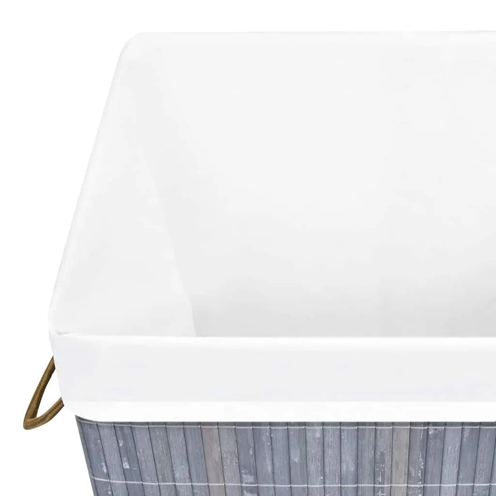 Bamboo Laundry Basket with Grey Woven Liner