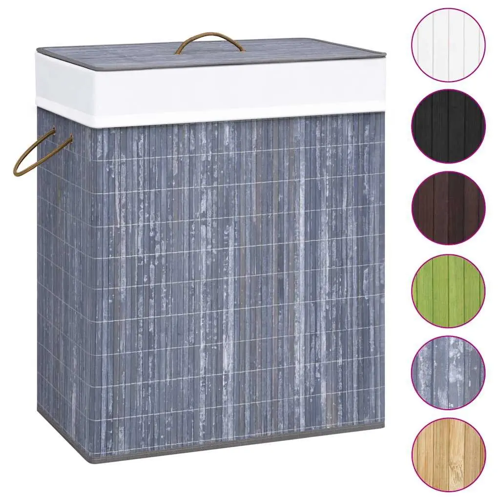 Grey Bamboo Laundry Basket 83L