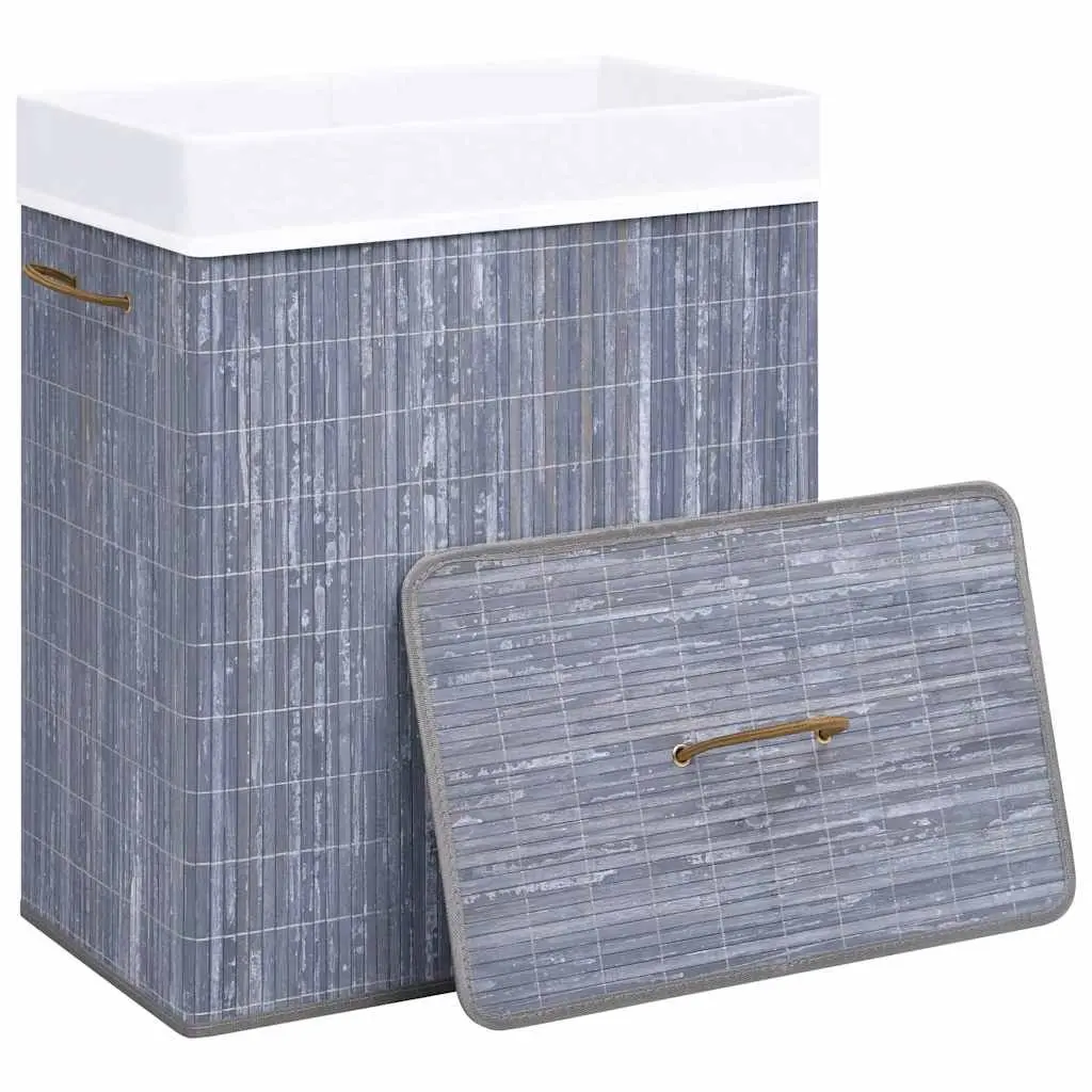 Grey Bamboo Laundry Basket 83L