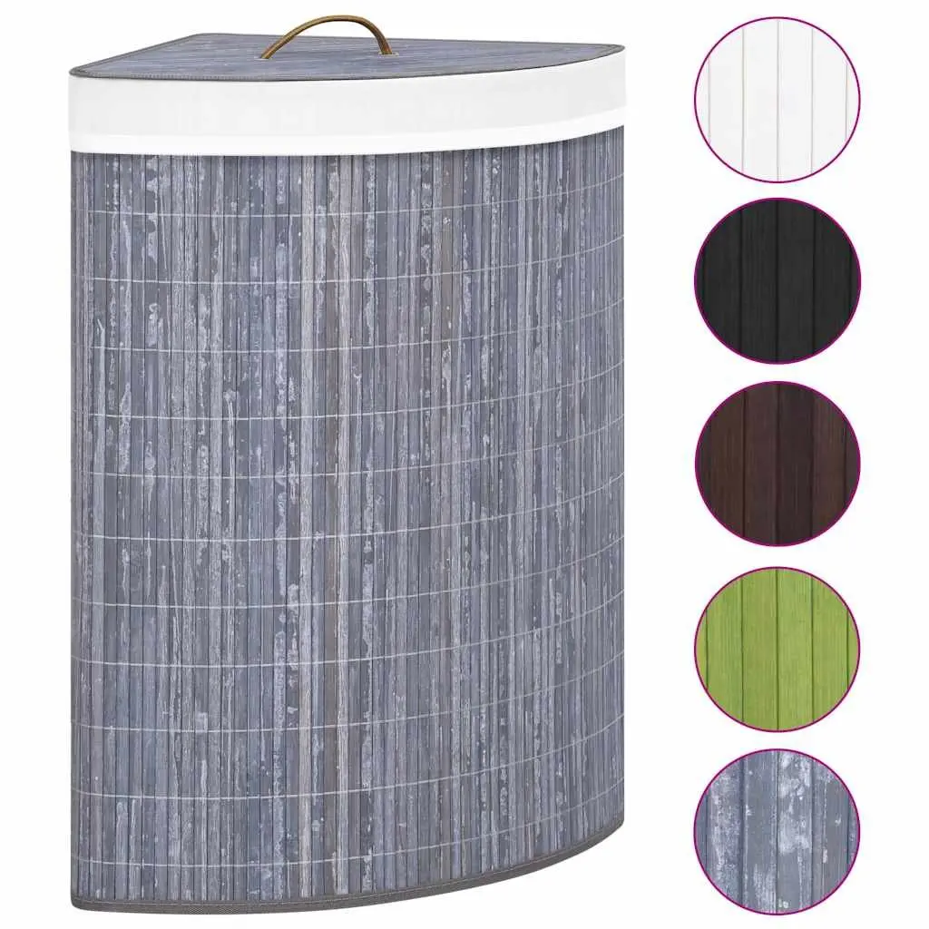 Bamboo Corner Laundry Basket 60L with Removable Liner
