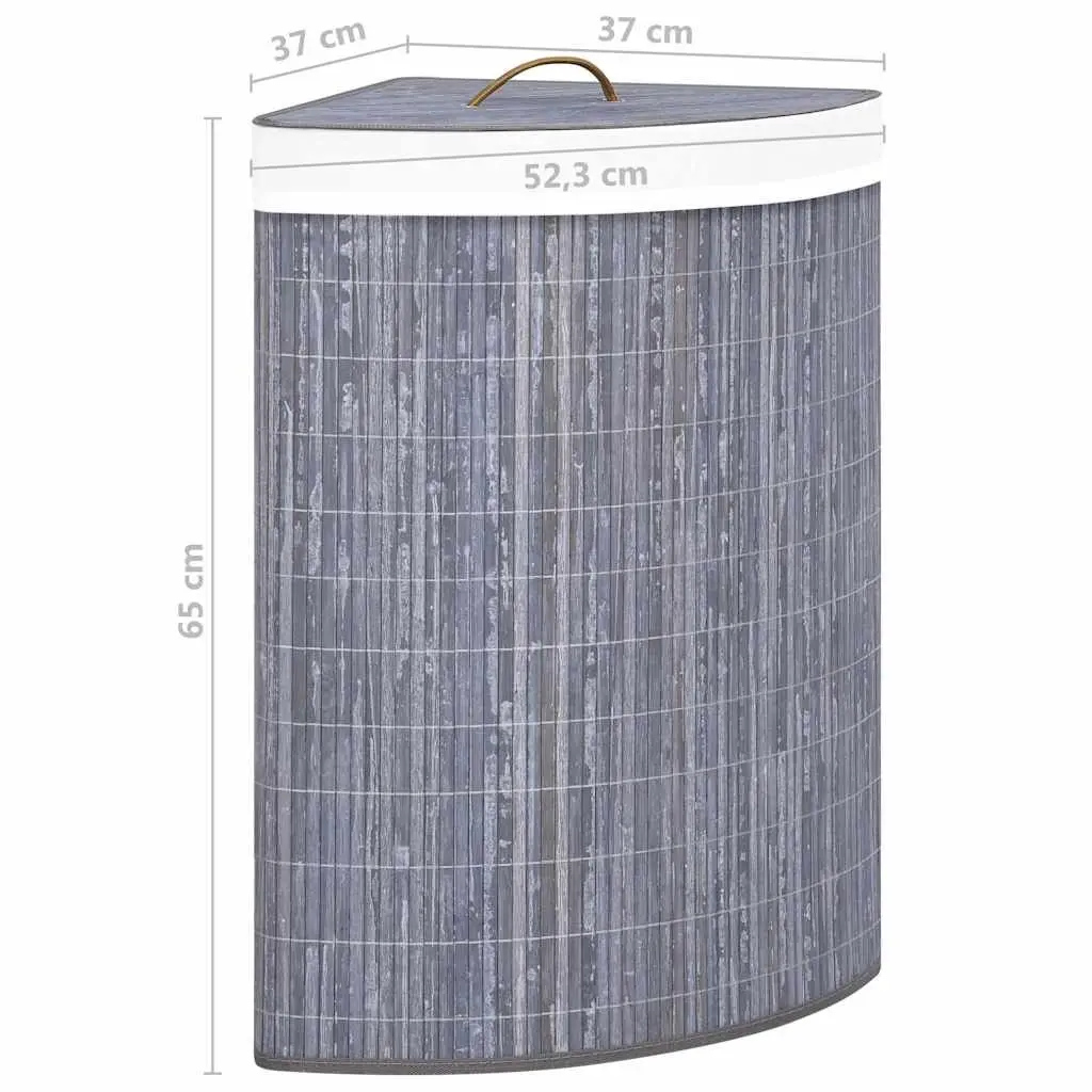 Bamboo Corner Laundry Basket 60L with Removable Liner