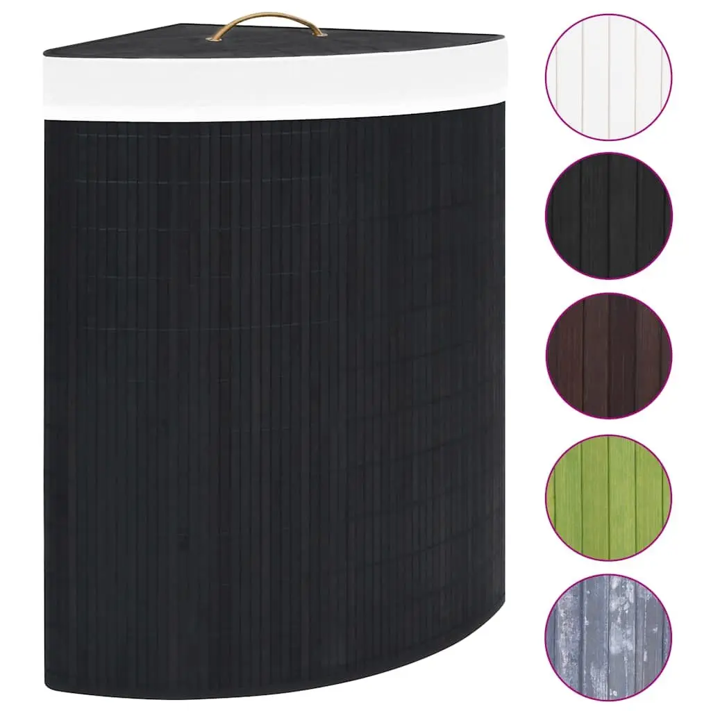 Bamboo Laundry Basket Corner 60L Black
