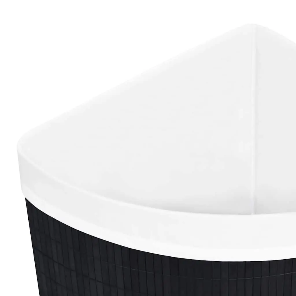 Bamboo Laundry Basket Corner 60L Black