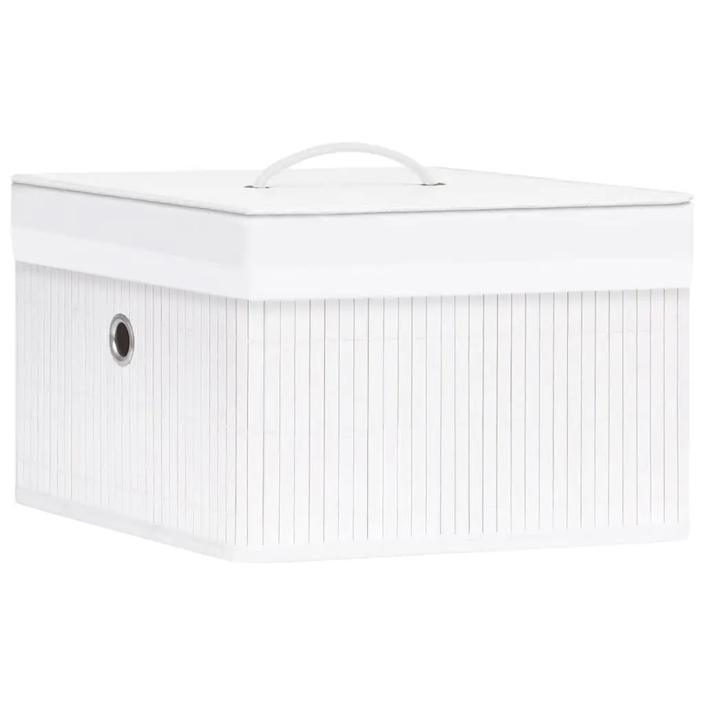 Set of 4 Durable Bamboo Storage Boxes in White