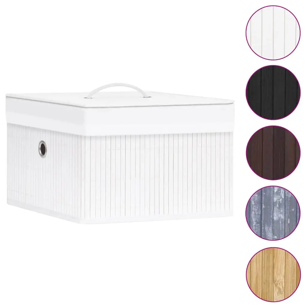 Set of 4 Durable Bamboo Storage Boxes in White